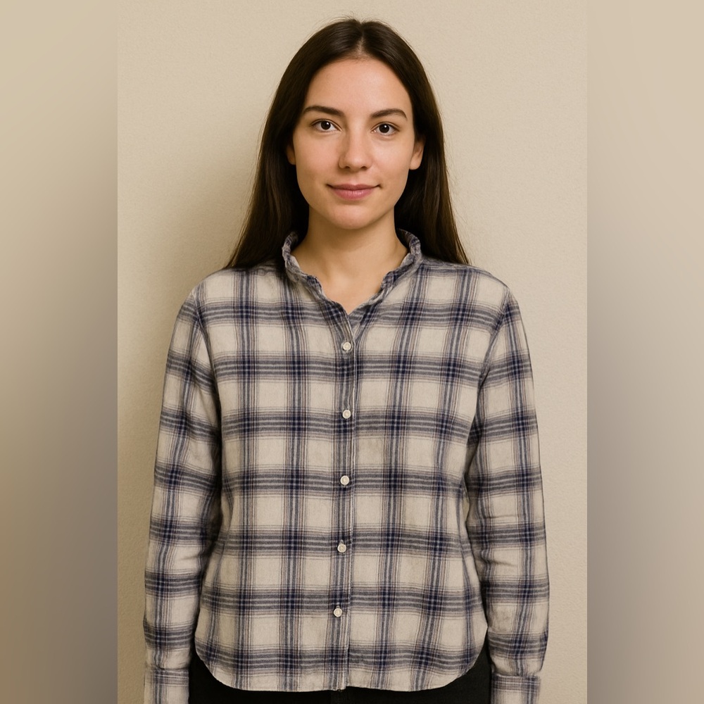 Banana Republic Navy and White Plaid Button-Down Shirt